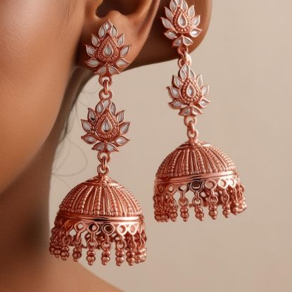 Picture of Chandbali rose gold long earing