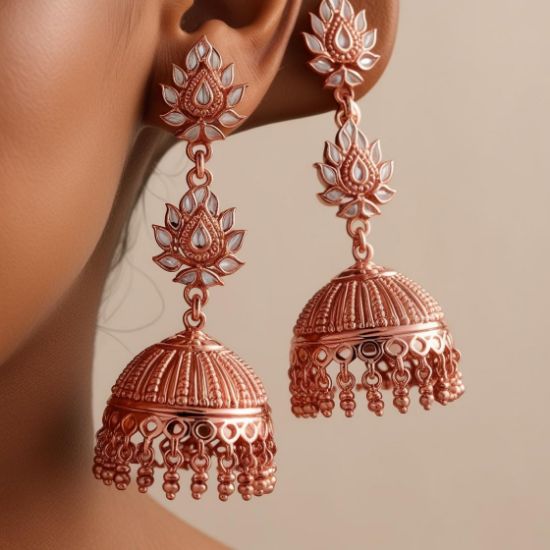 Picture of Chandbali rose gold long earing