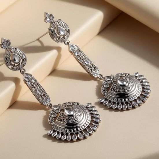 Picture of Chandbali platinum long earring
