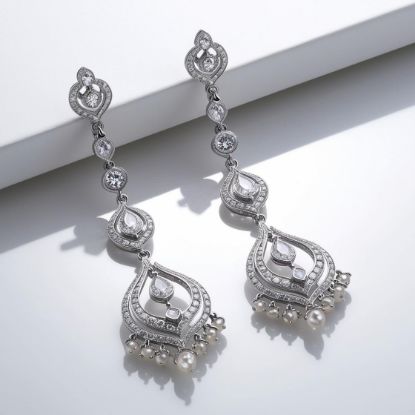 Picture of Chandbali platinum long earring