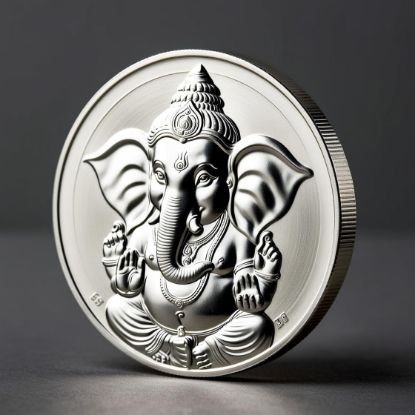 Picture of Lord Ganesha silver Coin